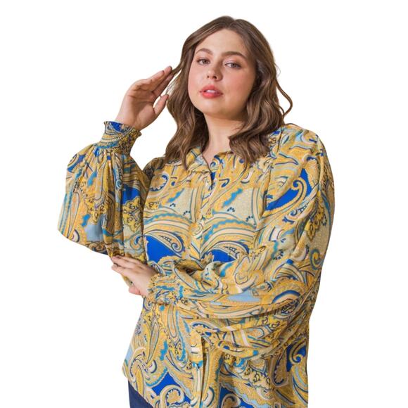 Flying tomato floral paisley end of the road blue top size small - Picture 1 of 6